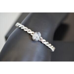 NA Navajo Sterling Silver White Buffalo Bracelet Cuff By Ryntanna Yazzie